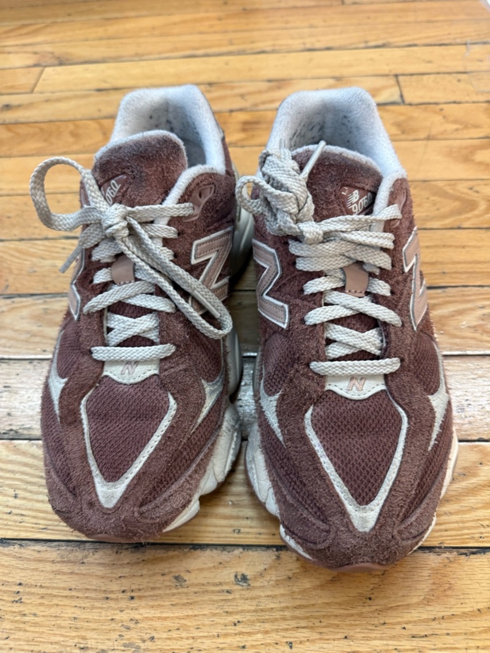 New Balance Brown & Light Gray Suede Running Sneakers